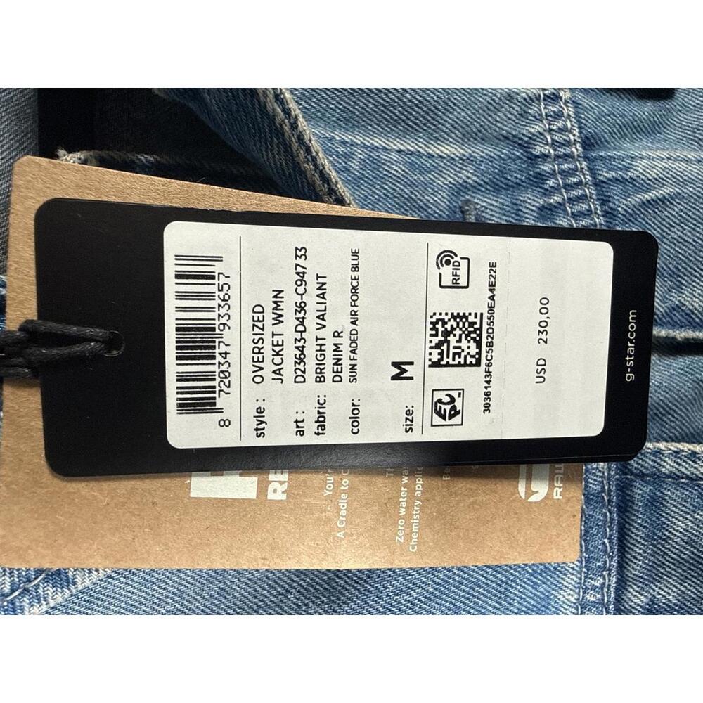 NWT G-Star RAW Oversized Denim Jacket Women’s Sun Faded Air Force Blue Size M - Picture 5 of 7